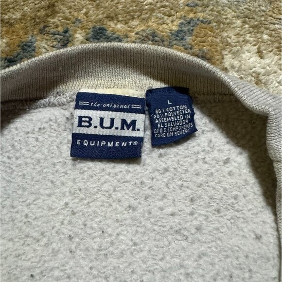 Vintage B.U.M. Equipment Crewneck Sweatshirt – Size L Gray - Picture 2 of 3